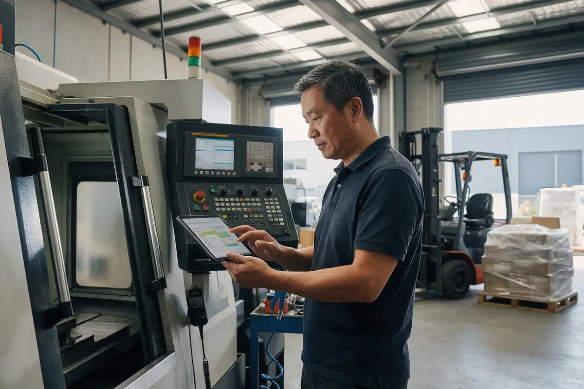 East Tāmaki manufacturer checking a production schedule on the factory floor