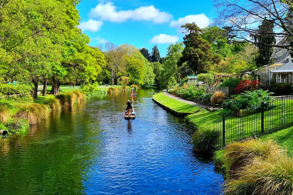 Punting on the Avon River in Christchurch