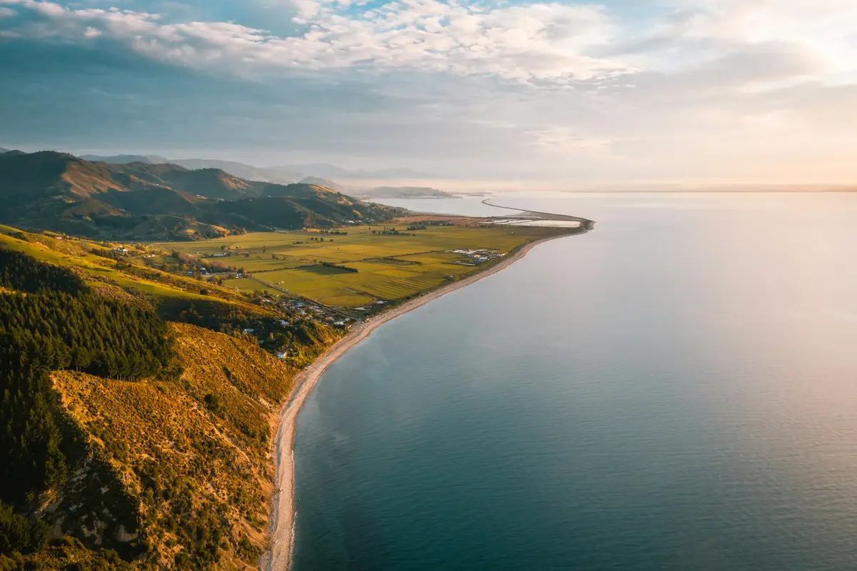 Aerial view looking back towards Nelson
