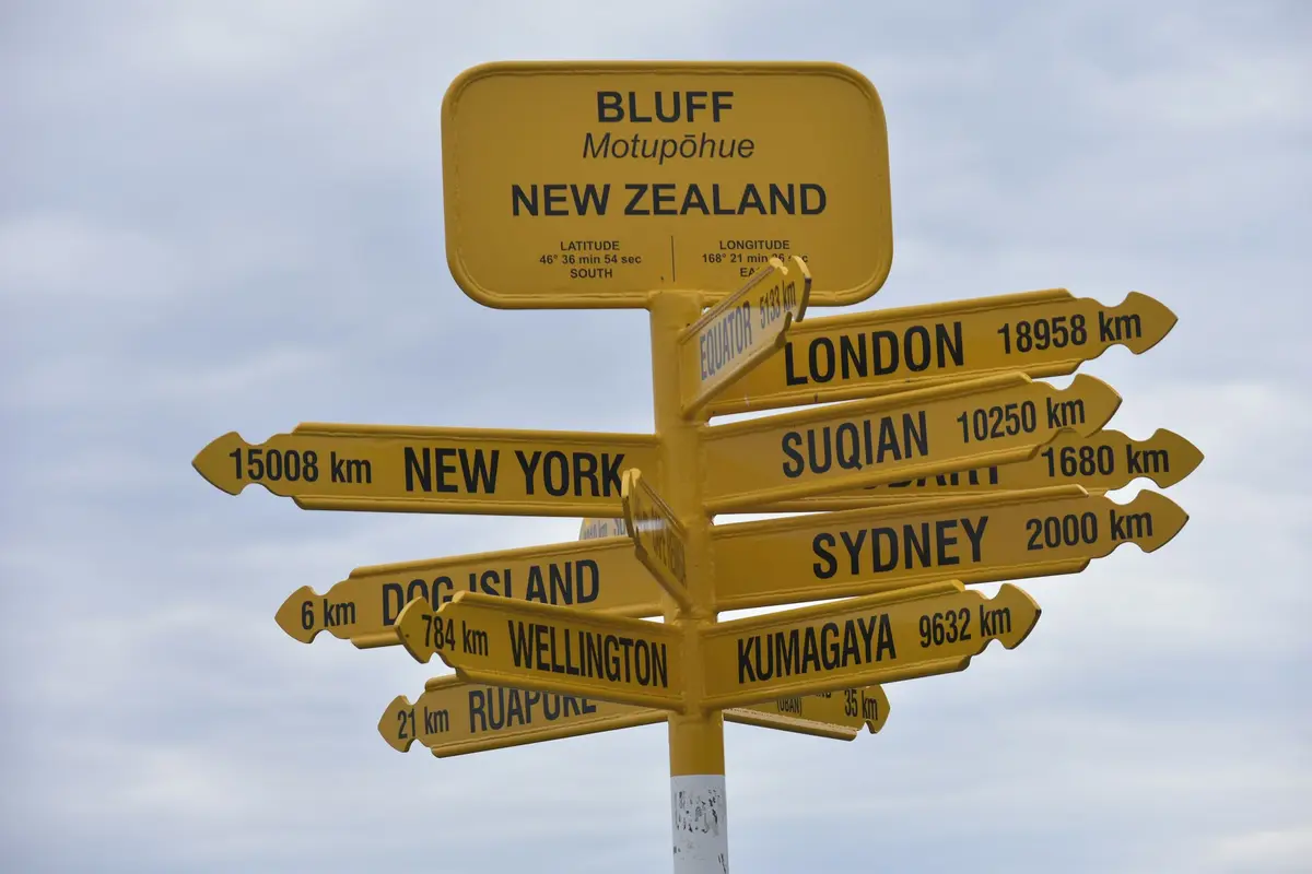 The famous signpost at Bluff, Southland