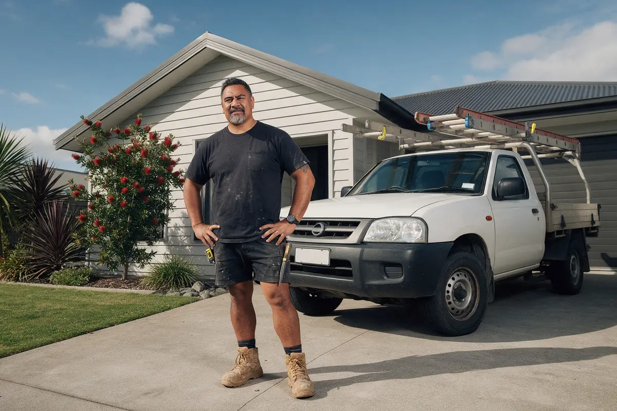 Tauranga builder outside his family home using home equity to fund his building business