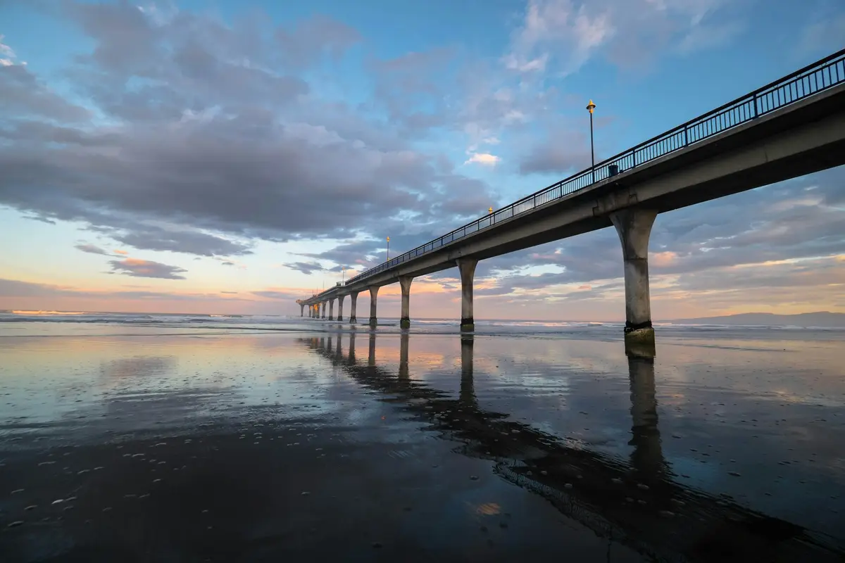 New Brighton Pier at sunset in Christchurch