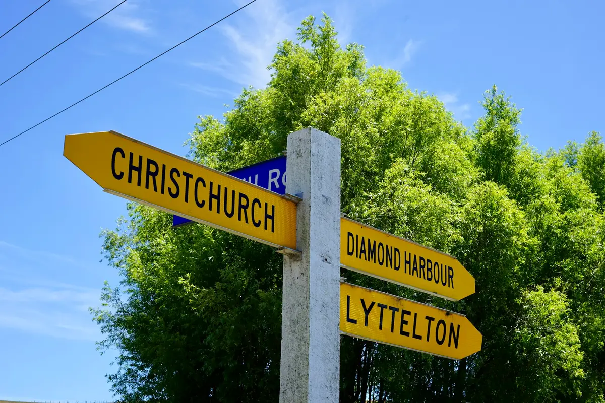 Street signs pointing the way in Christchurch