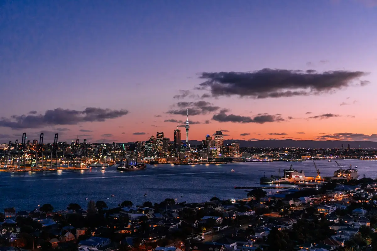 Auckland city skyline at twilight