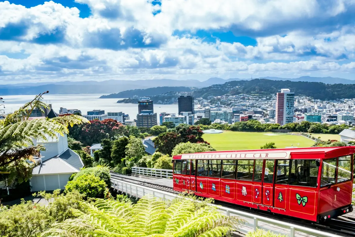 The Wellington Cable Car with the city behind